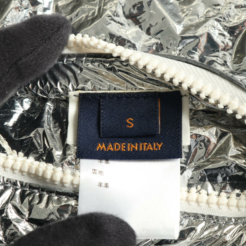 路易威登（LOUIS VUITTON）中層皮革背心，銀色，二手，男士S碼-4