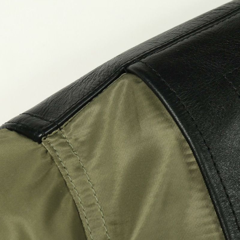 CELINE 尼龍皮革拼接短款夾克，卡其色/黑色，二手男款，尺寸 52-4