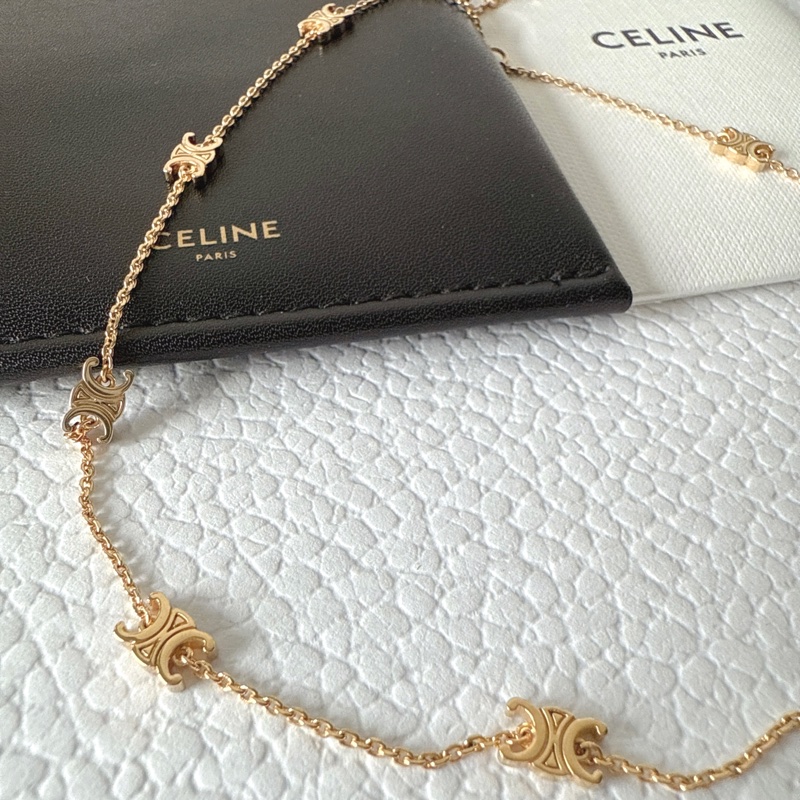全新✨Celine TRIOMPHE金色飾面黃銅迷你項鍊 頸鏈-1