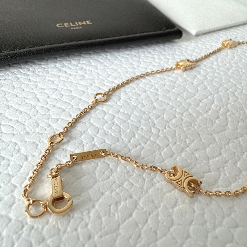 全新✨Celine TRIOMPHE金色飾面黃銅迷你項鍊 頸鏈-6