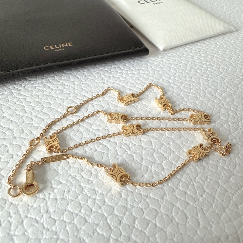 全新✨Celine TRIOMPHE金色飾面黃銅迷你項鍊 頸鏈-7