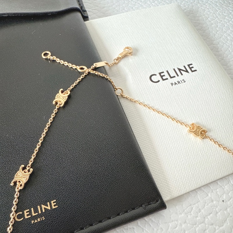 全新✨Celine TRIOMPHE金色飾面黃銅迷你項鍊 頸鏈-9