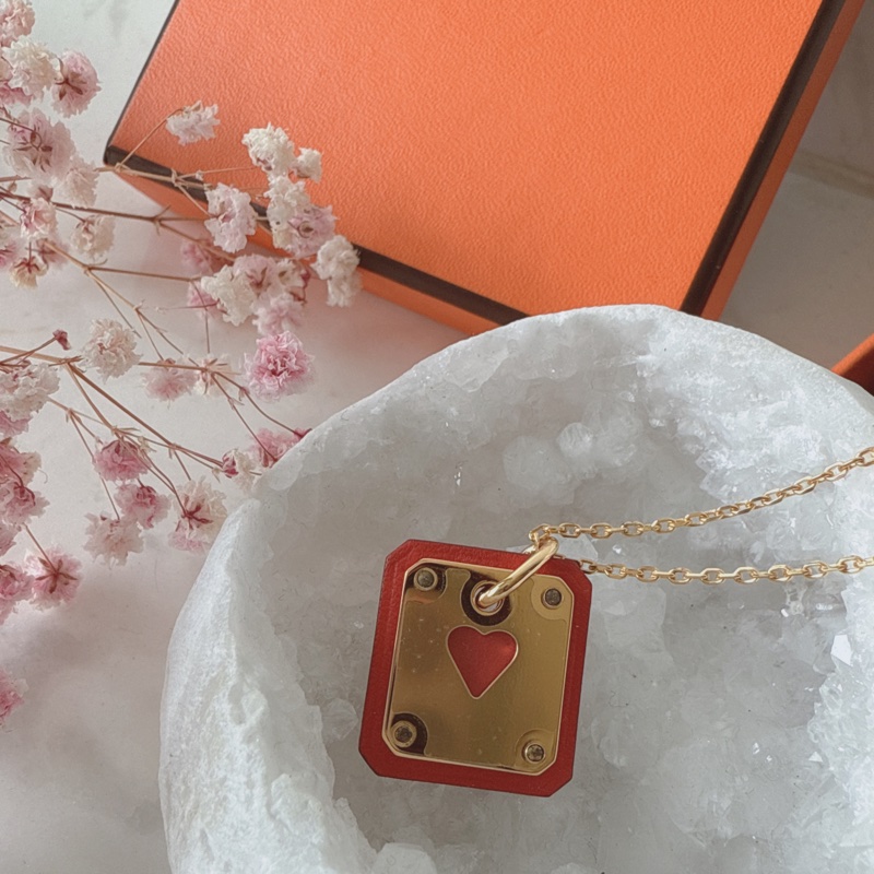 全新✨Hermes 撲克牌項鍊 愛心項鍊-3