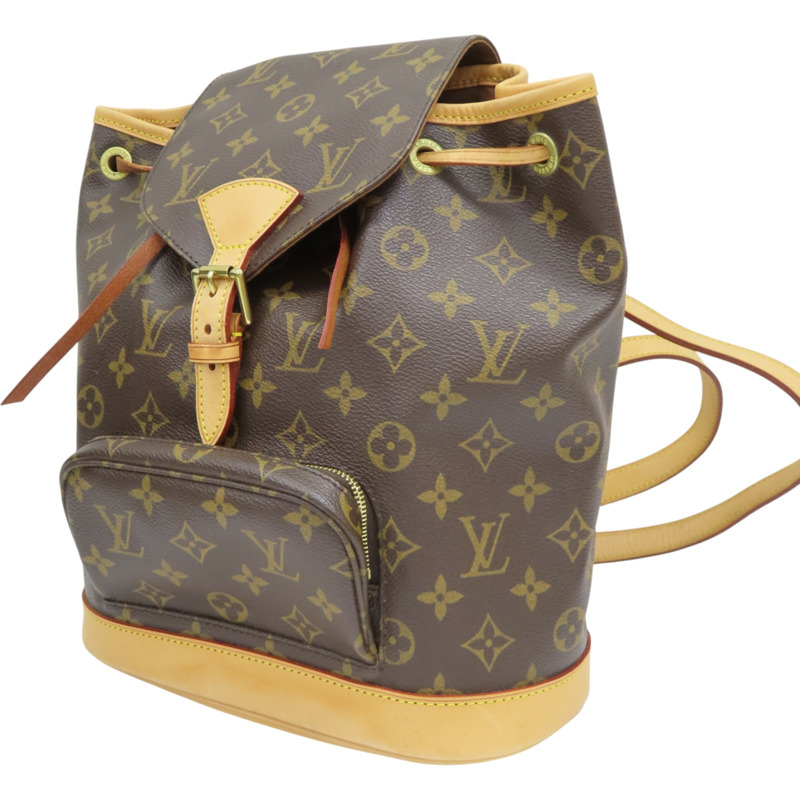 棕色 原花帆布 Montsouris MM 後背包【LOUIS VUITTON LV 路易威登】 M51136-2