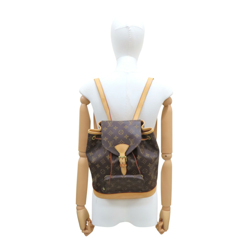 棕色 原花帆布 Montsouris MM 後背包【LOUIS VUITTON LV 路易威登】 M51136-10