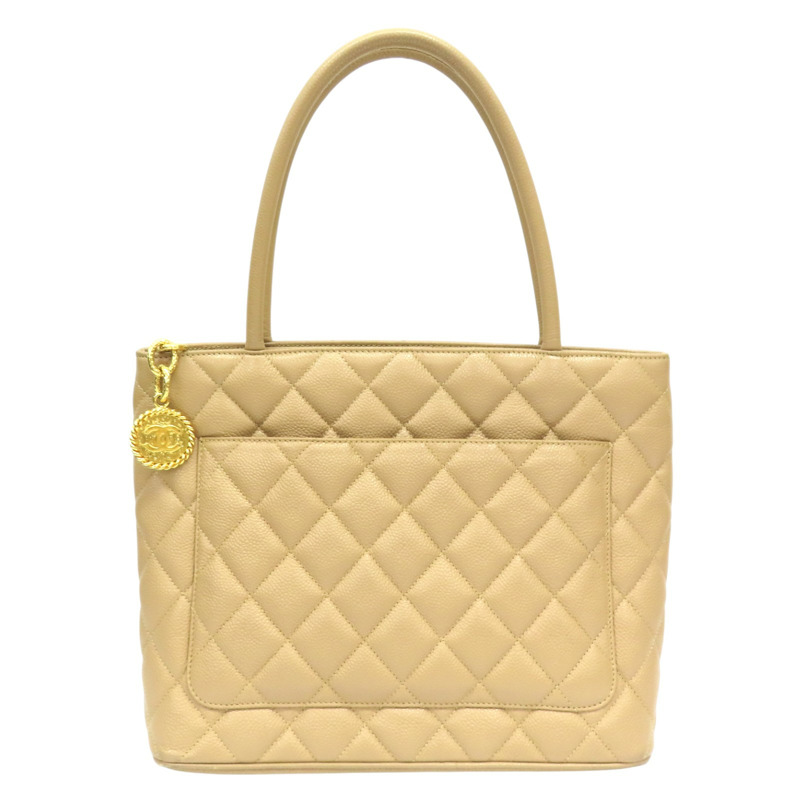 駱駝色 菱格紋 荔枝牛皮 Medallion 復刻版手提包【CHANEL 香奈兒】 A01804-1