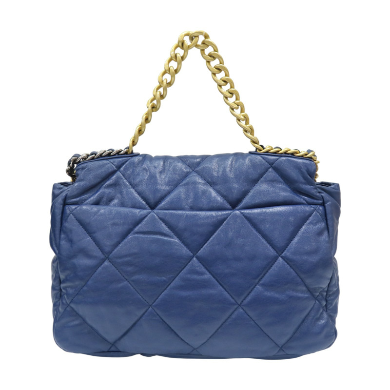 深藍色 羊皮 19 Flap Bag 兩用包 金扣【CHANEL 香奈兒】 AS1162-1
