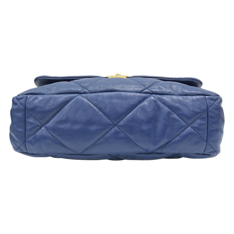 深藍色 羊皮 19 Flap Bag 兩用包 金扣【CHANEL 香奈兒】 AS1162-3