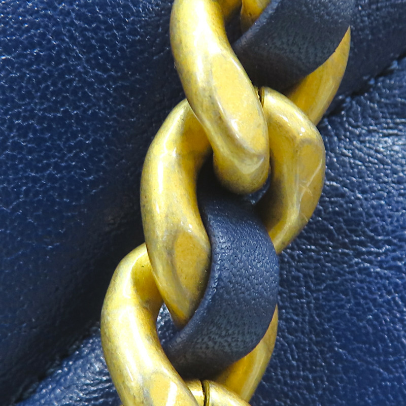 深藍色 羊皮 19 Flap Bag 兩用包 金扣【CHANEL 香奈兒】 AS1162-15