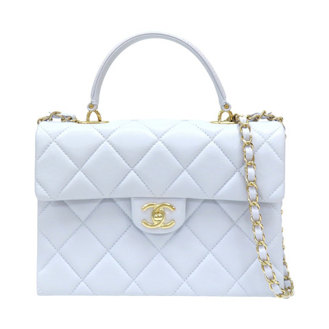 寶寶藍 菱格紋 牛皮 淡金扣 鏈帶包 兩用包【CHANEL 香奈兒】 AS4712