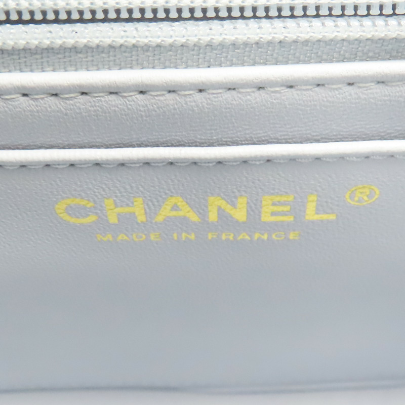 寶寶藍 菱格紋 牛皮 淡金扣 鏈帶包 兩用包【CHANEL 香奈兒】 AS4712-7