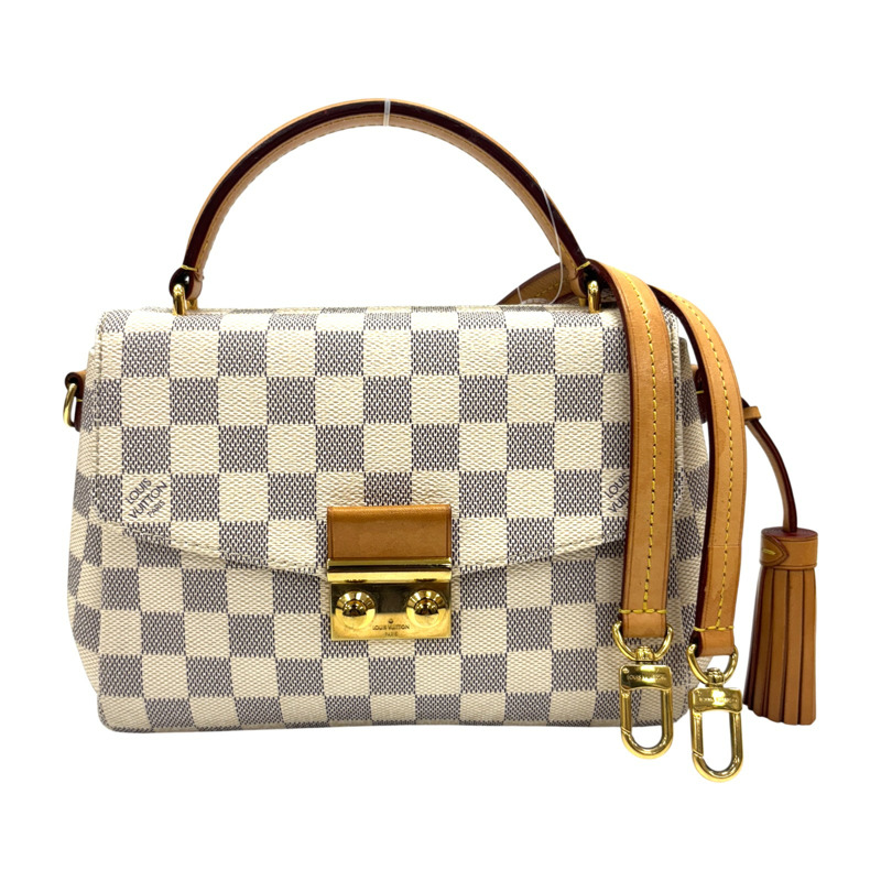 白色 棋盤格帆布 帆布 Croisette 兩用包【LOUIS VUITTON LV 路易威登】 N41581-0