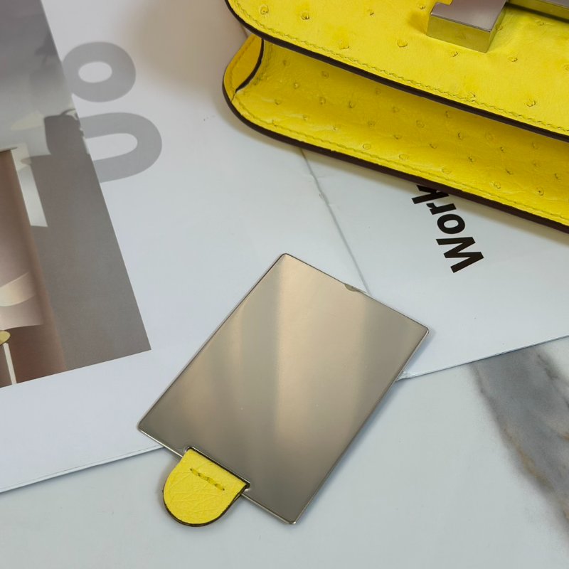 HERMES Constance 24 - 鴕鳥皮檸檬黃銀 U-6