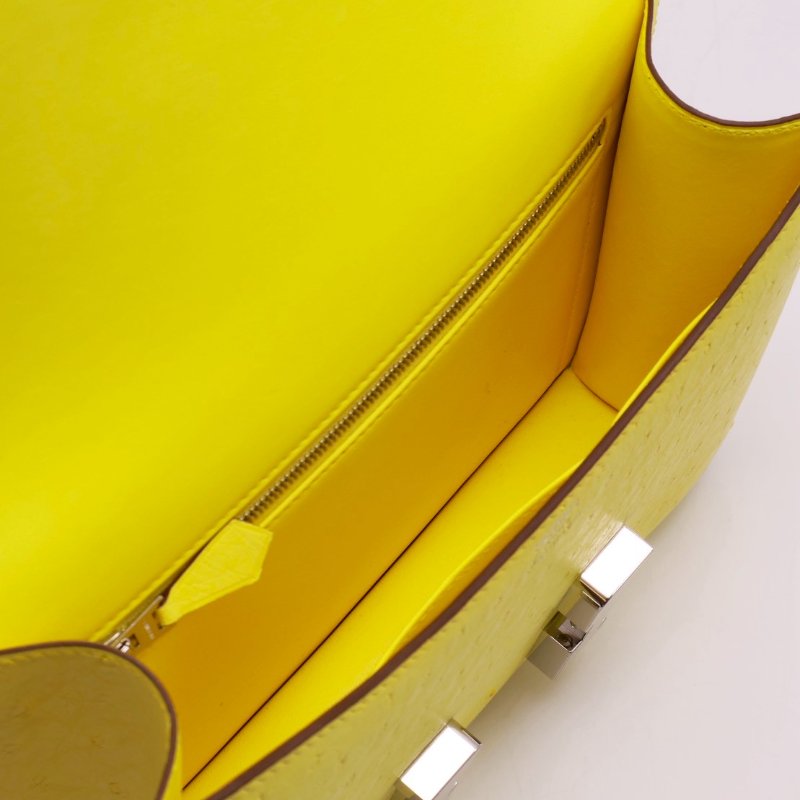 HERMES Constance 24 - 鴕鳥皮檸檬黃銀 U-3