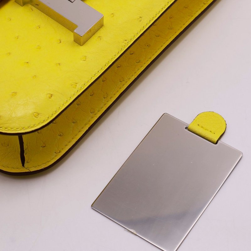 HERMES Constance 24 - 鴕鳥皮檸檬黃銀 U-4