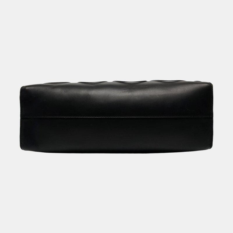 GUCCI托特包黑色牛皮印花單肩包手提包斜挎包金色五金-5