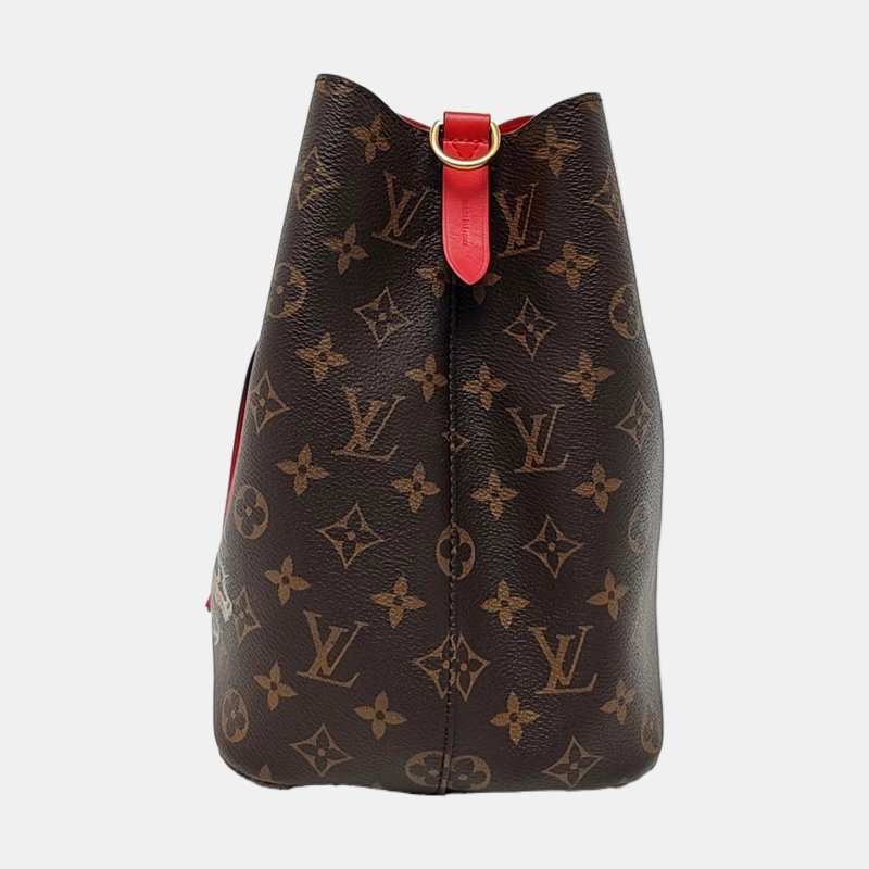LOUIS VUITTON NEONOE棕色塗層帆布老花印花單肩包斜挎包金色五金可拆卸肩帶-2
