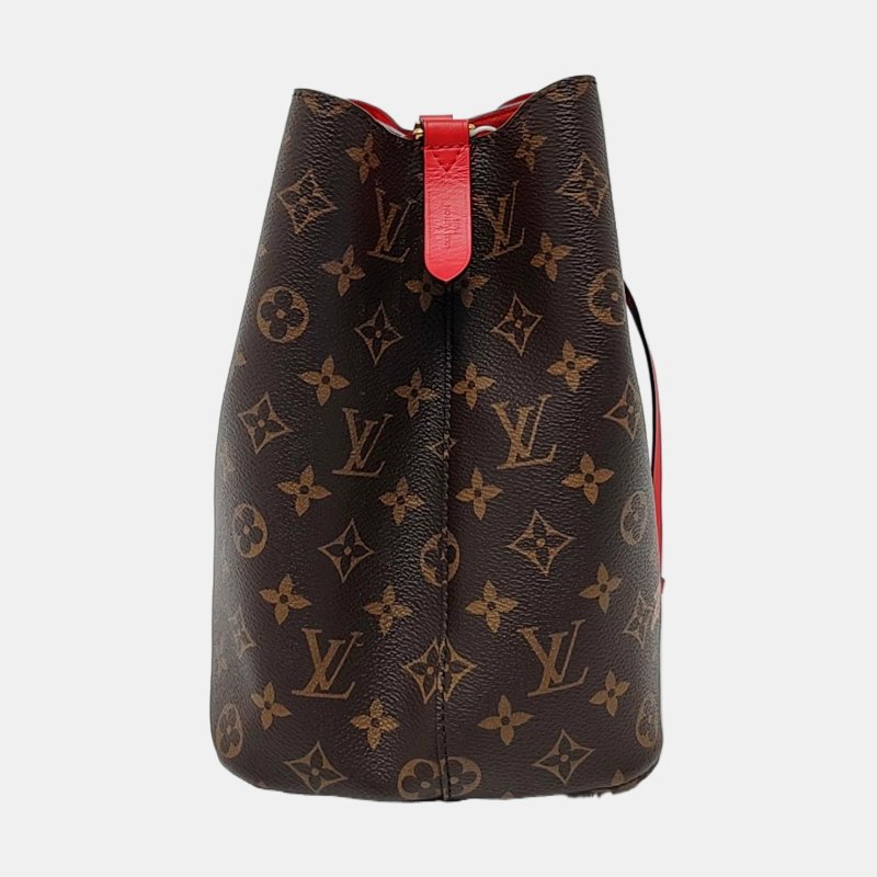 LOUIS VUITTON NEONOE棕色塗層帆布老花印花單肩包斜挎包金色五金可拆卸肩帶-3