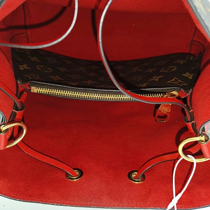 LOUIS VUITTON NEONOE棕色塗層帆布老花印花單肩包斜挎包金色五金可拆卸肩帶-6