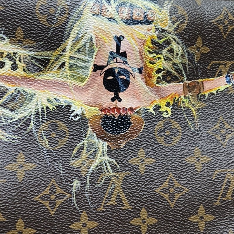 LOUIS VUITTON NEONOE棕色塗層帆布老花印花單肩包斜挎包金色五金可拆卸肩帶-8