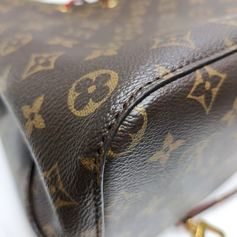 LOUIS VUITTON NEONOE棕色塗層帆布老花印花單肩包斜挎包金色五金可拆卸肩帶-10