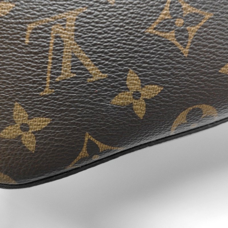 LOUIS VUITTON NEONOE棕色塗層帆布老花印花單肩包斜挎包金色五金可拆卸肩帶-11