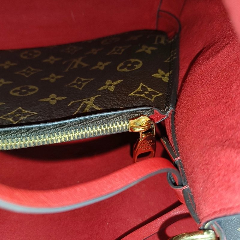 LOUIS VUITTON NEONOE棕色塗層帆布老花印花單肩包斜挎包金色五金可拆卸肩帶-12