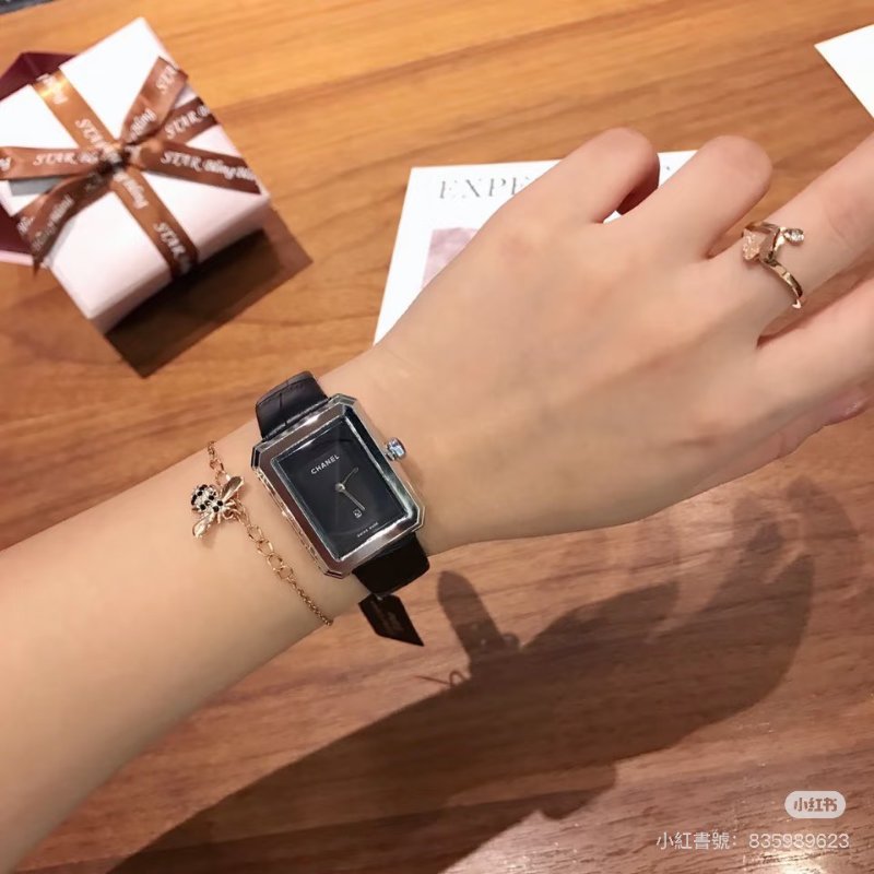 CHANEL Boy.friend tweed腕錶 - 黑銀-1