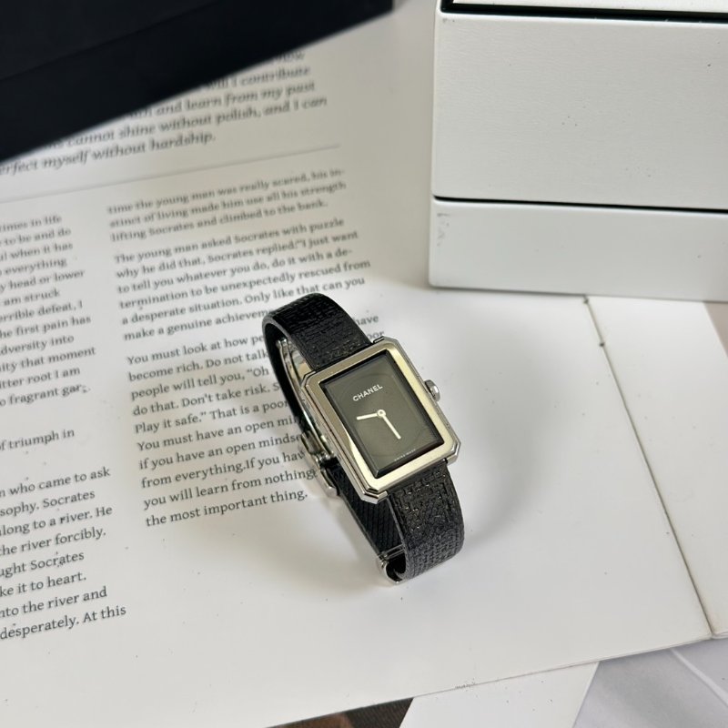 CHANEL Boy.friend tweed腕錶 - 黑銀-2