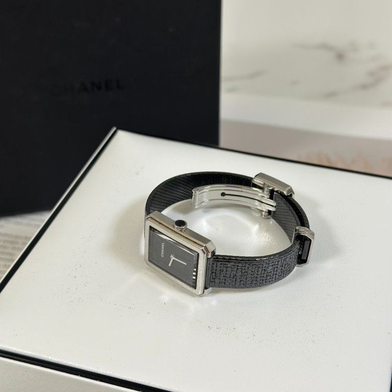 CHANEL Boy.friend tweed腕錶 - 黑銀-3