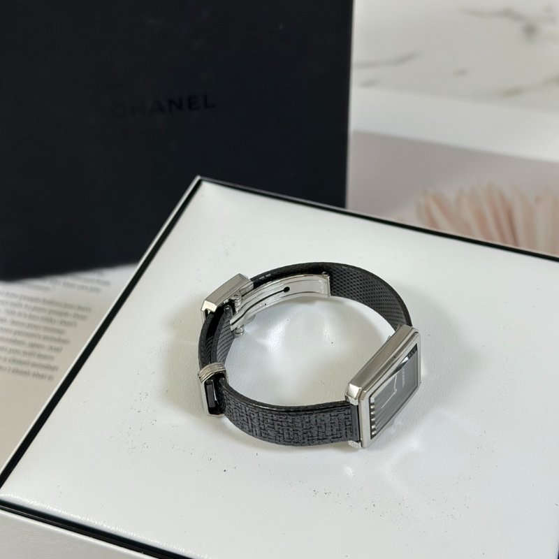 CHANEL Boy.friend tweed腕錶 - 黑銀-4