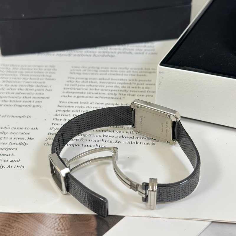 CHANEL Boy.friend tweed腕錶 - 黑銀-5