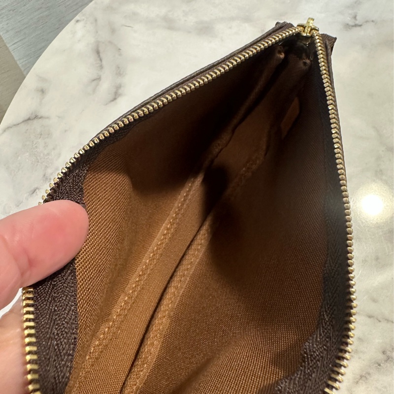 LV 原花金釦一字拉小麻將包-7