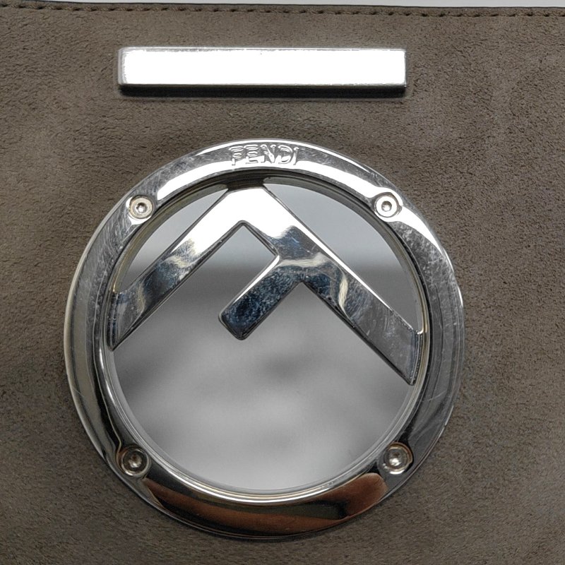 FENDI Kan I F 小號黑色牛皮單肩包斜挎包金色銀色五金可拆卸肩帶-10