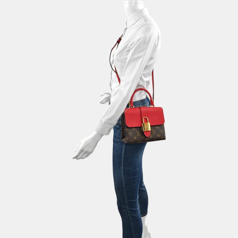LOUIS VUITTON LOCKY BB 红色涂层帆布老花锁头包单肩包手提包斜挎包金色五金可拆卸肩带-1