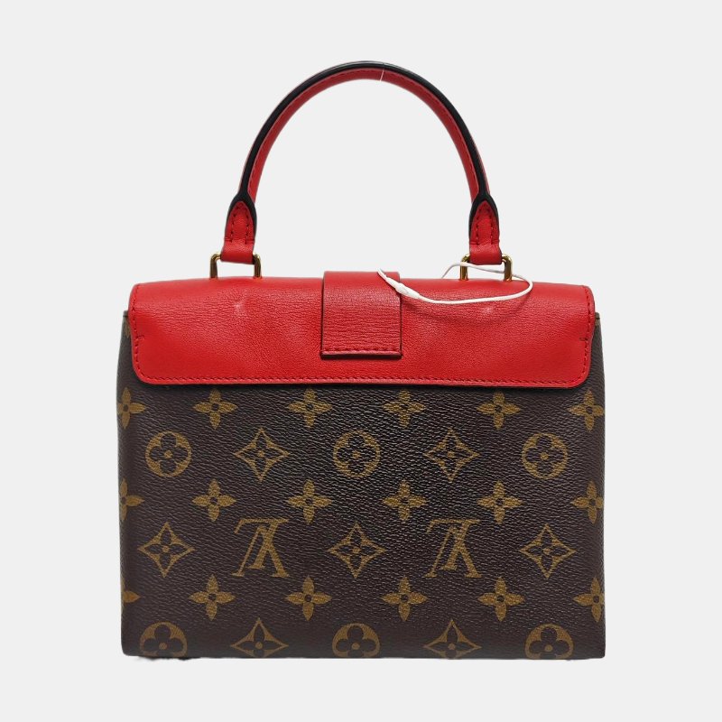 LOUIS VUITTON LOCKY BB 红色涂层帆布老花锁头包单肩包手提包斜挎包金色五金可拆卸肩带-4