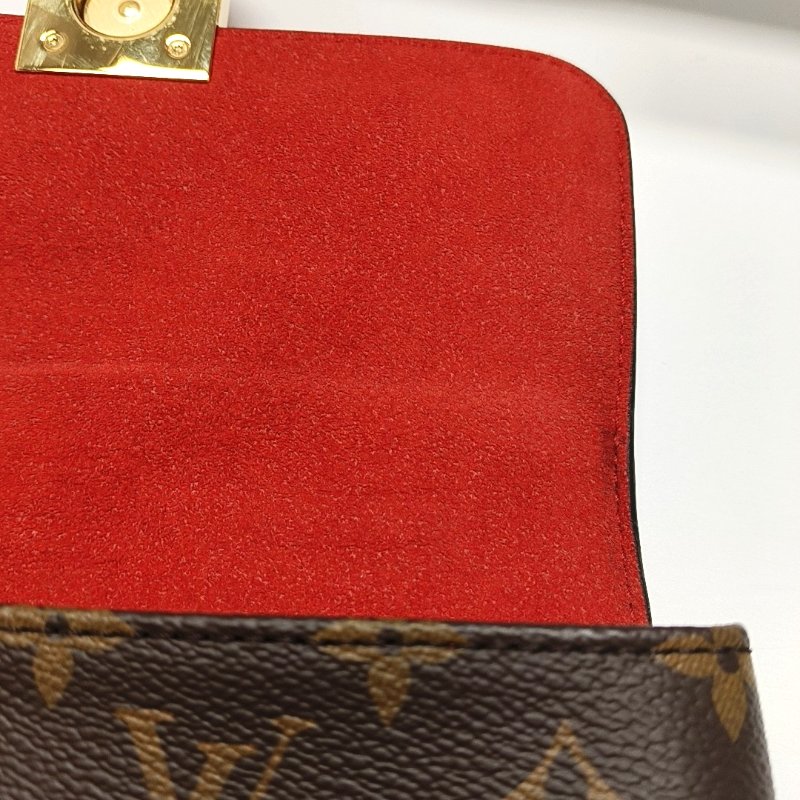 LOUIS VUITTON LOCKY BB 红色涂层帆布老花锁头包单肩包手提包斜挎包金色五金可拆卸肩带-9