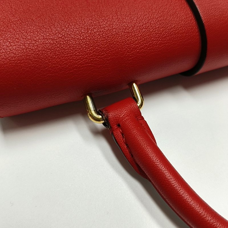 LOUIS VUITTON LOCKY BB 红色涂层帆布老花锁头包单肩包手提包斜挎包金色五金可拆卸肩带-11