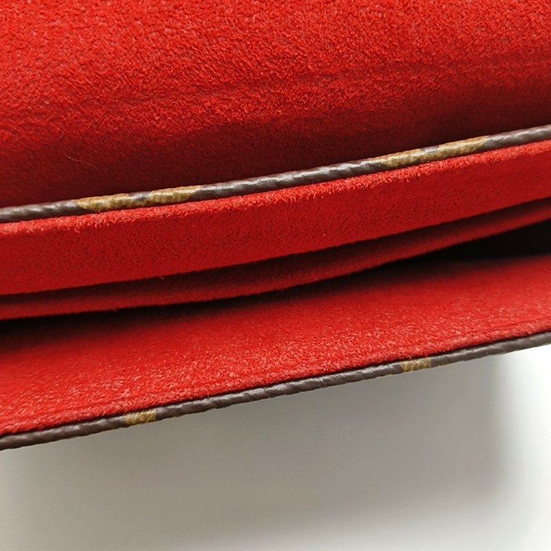 LOUIS VUITTON LOCKY BB 红色涂层帆布老花锁头包单肩包手提包斜挎包金色五金可拆卸肩带-13