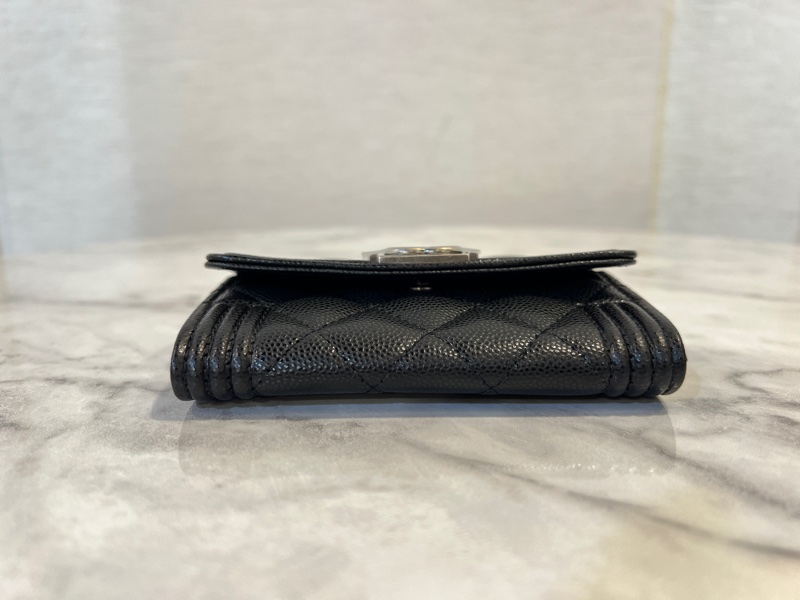 Chanel 黑荔枝霧銀釦Boy下蓋卡包-2