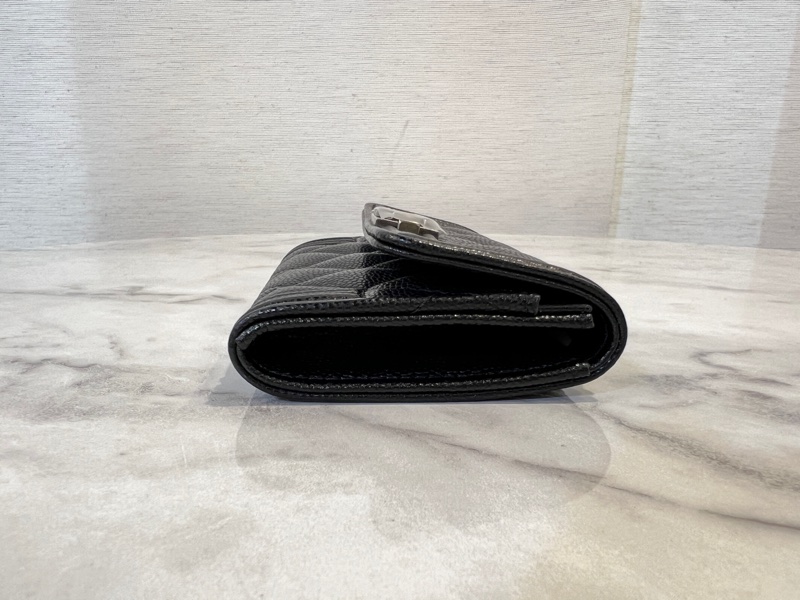 Chanel 黑荔枝霧銀釦Boy下蓋卡包-4