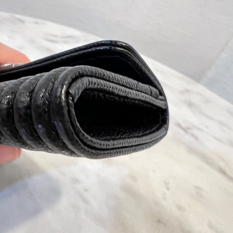 Chanel 黑荔枝霧銀釦Boy下蓋卡包-6