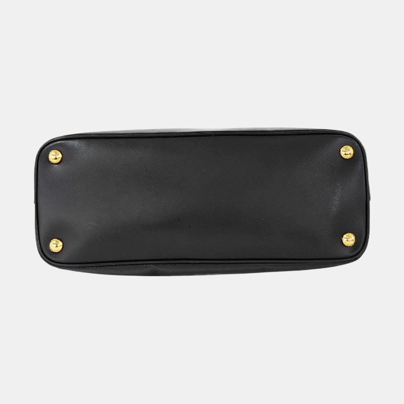 PRADA Promenade 黑色牛皮徽標貝殼包單肩包 金色五金 可拆卸肩帶-5