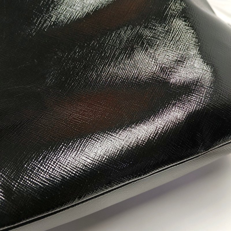 PRADA Promenade 黑色牛皮徽標貝殼包單肩包 金色五金 可拆卸肩帶-10