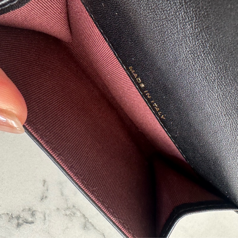 chanel黑菱格金雙C釦式卡片零錢包-12