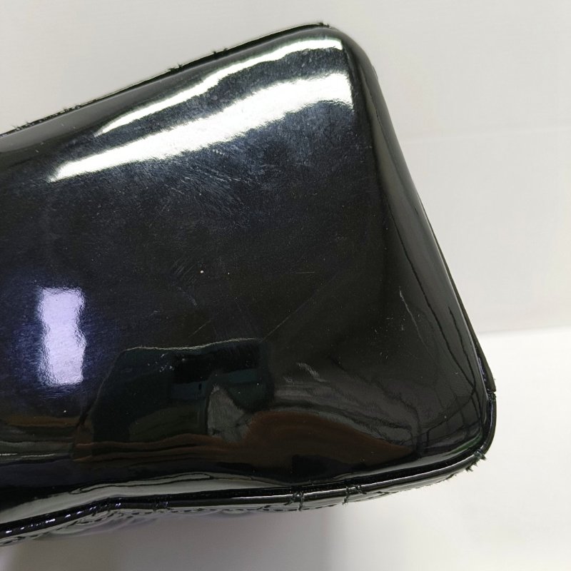 DIOR Lady Dior大號黑色漆皮藤格紋絎縫戴妃七格單肩包手提包斜挎包金色五金可拆卸肩帶-12