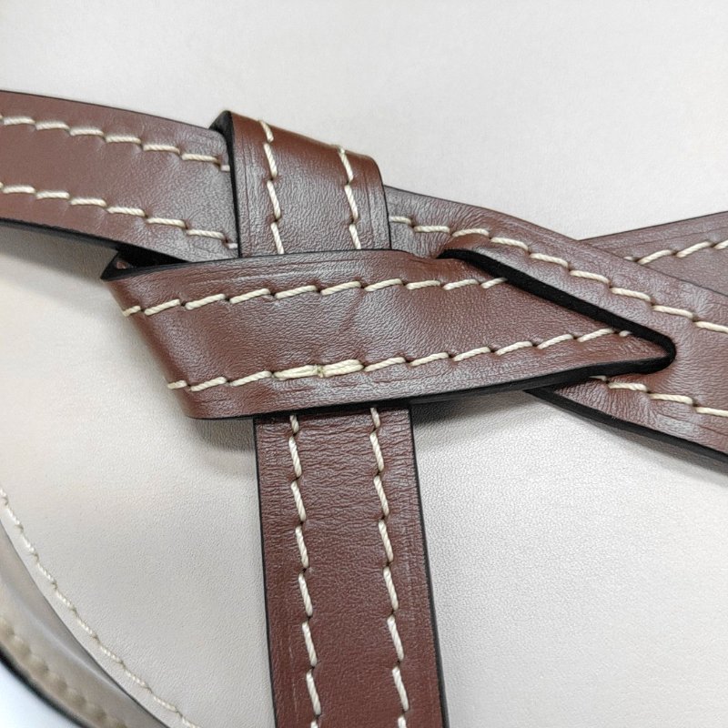 LOEWE Gate小號藍色牛皮斜挎包單肩包金色五金可拆卸肩帶-8