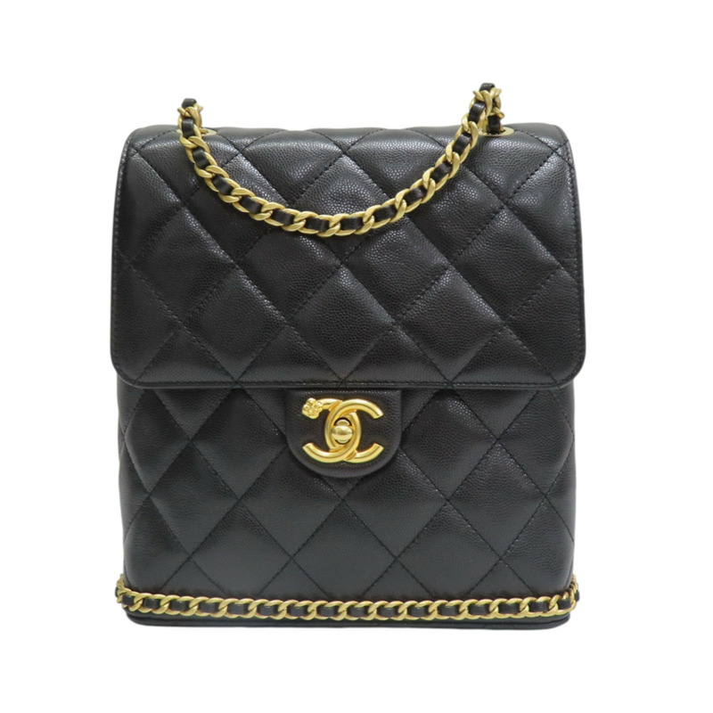 黑色 荔枝紋牛皮 後背包【CHANEL 香奈兒】 AS4490-0