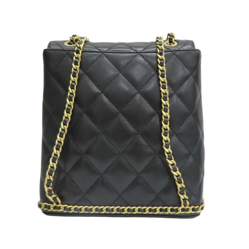 黑色 荔枝紋牛皮 後背包【CHANEL 香奈兒】 AS4490-1