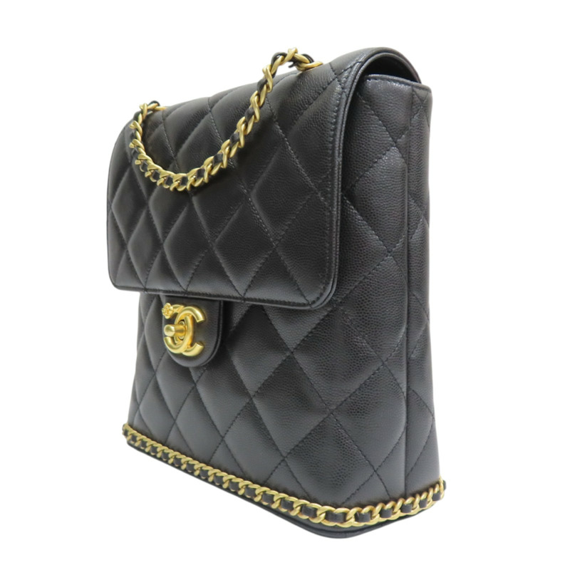 黑色 荔枝紋牛皮 後背包【CHANEL 香奈兒】 AS4490-2